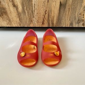 Crocs Jellie Sandals With Gem Toddler Girls Size 9 Pink Orange